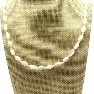Cultured Freshwater Rice Pearl Necklace Vintage Baroque Single Strand w/Spacers